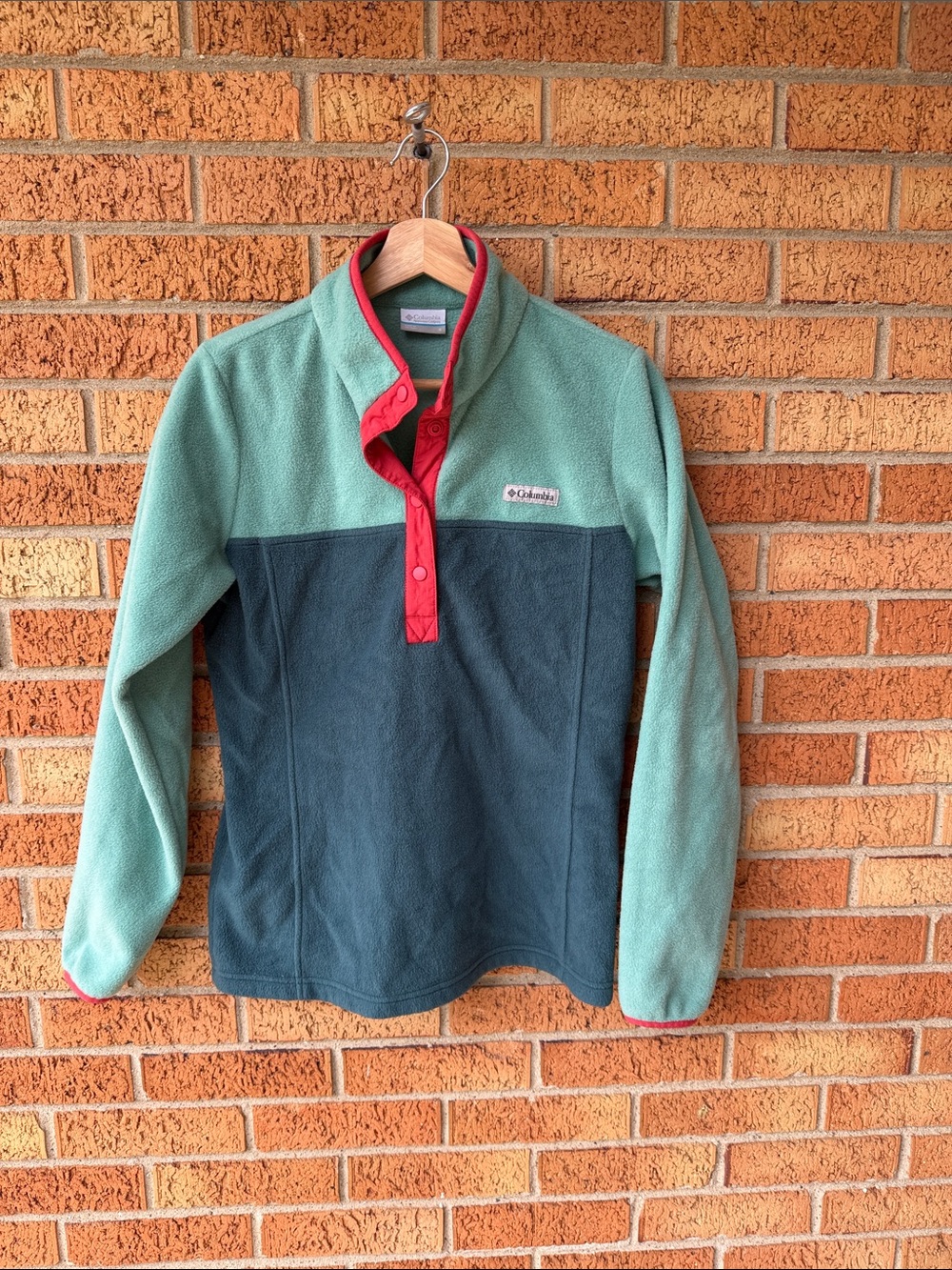 Columbia Multicolor Half Snap Long Sleeve Pullover Fleece Adult Small Excellent